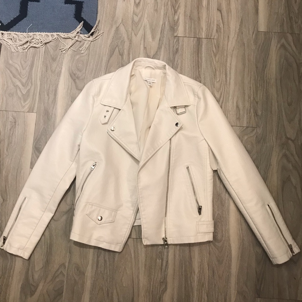 NWOT TopShop White Vegan Leather Jacket